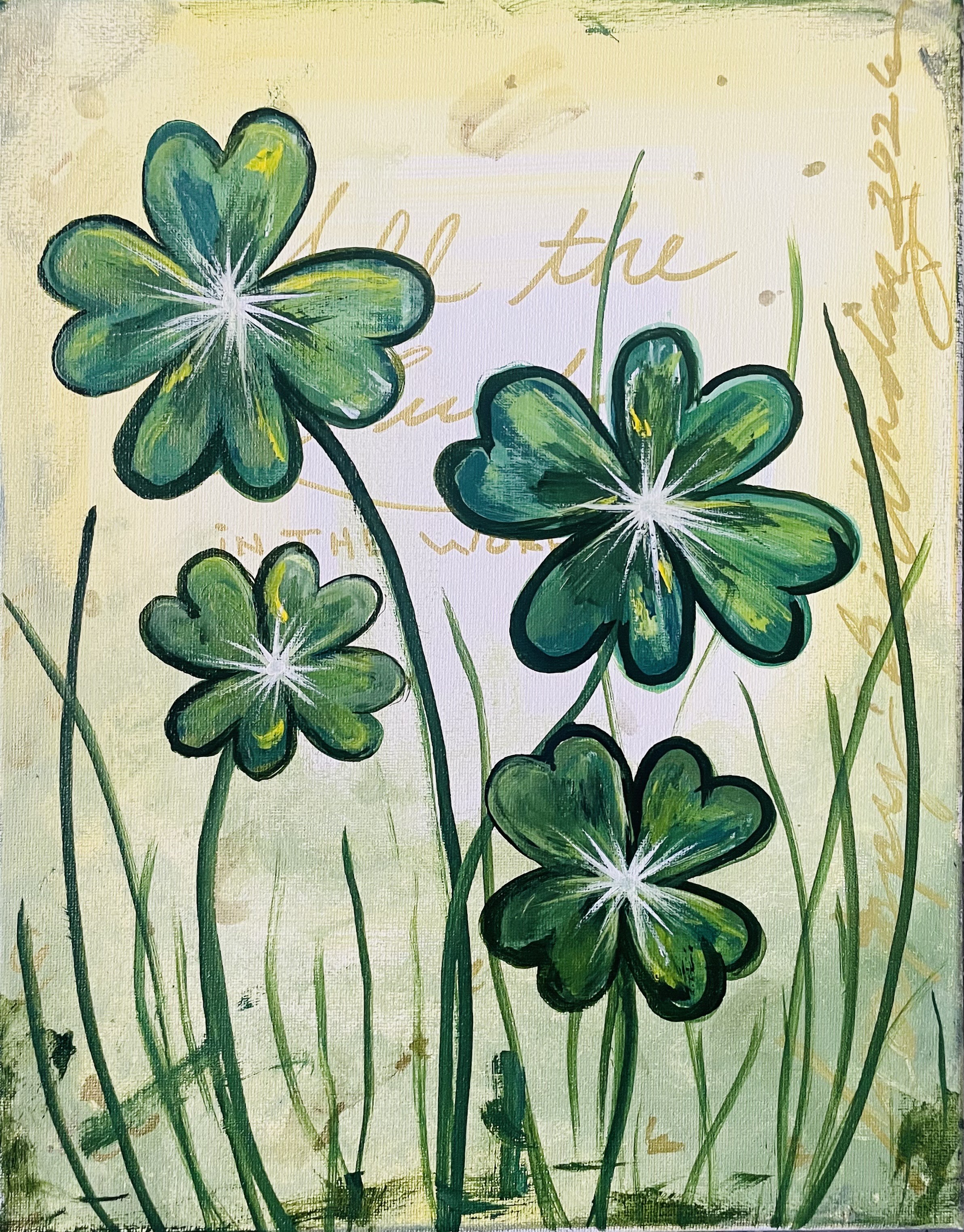 Beautiful heart with foliage canvas painting party art